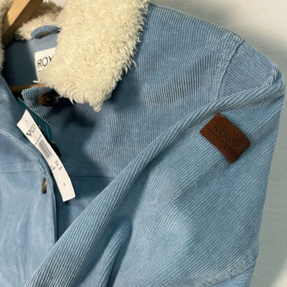 Roxy NWT Women's Dusk Blue ALMOST FAMOUS Corduroy Bomber Jacket, Size XS - Picture 7 of 10
